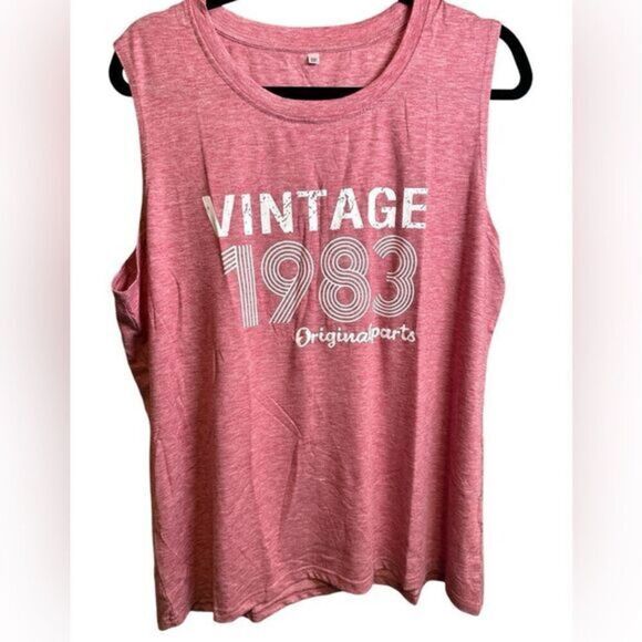 NWOT Women’s Heather Red Graphic Tank Top “Vintage 1983 Original Parts” - 2XL - Picture 1 of 5